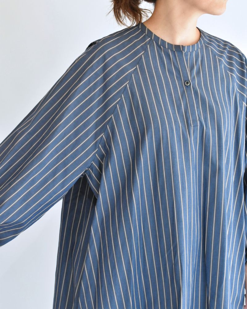 バルーンスリーブ ミディワンピース NavyStripe