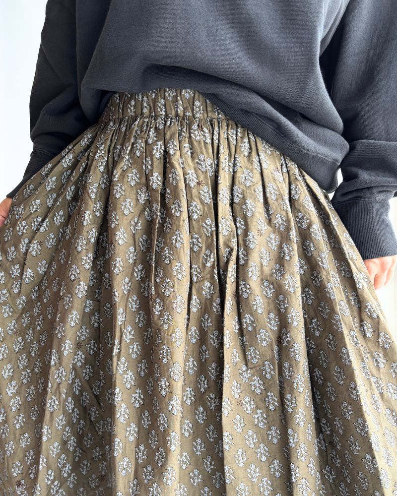 RAJASTAN TUCK GATHERED SKIRT WITH LINING Olive