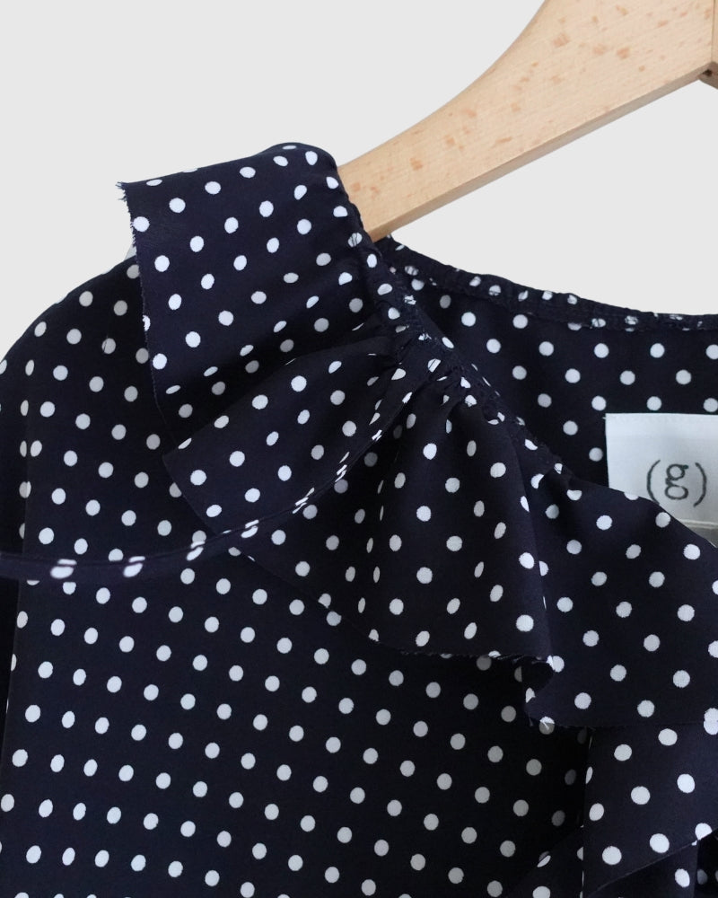 ドットフリルブラウス Navy