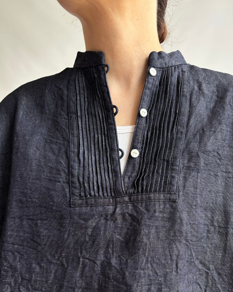 ANTIQUE PIN TUCK PULL SHIRT Indigo