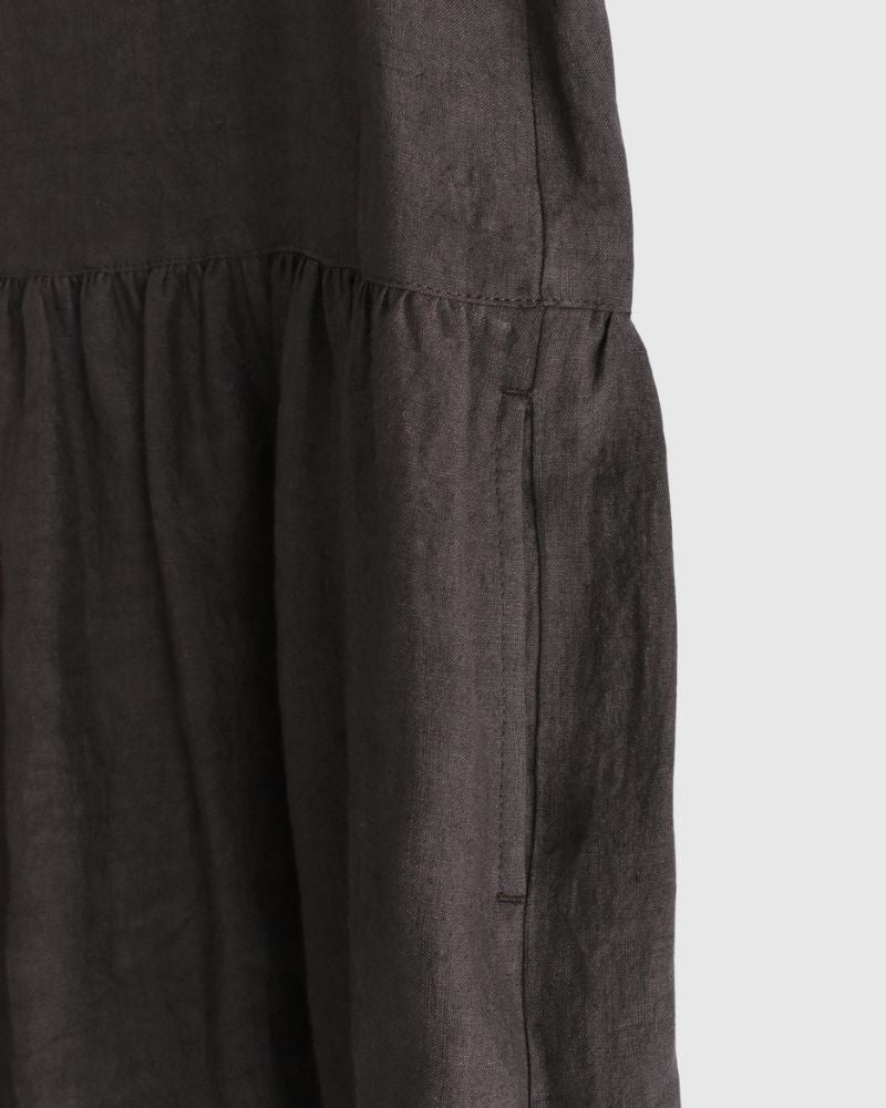 ノースリーブギャザードレス（LINEN） Brown
