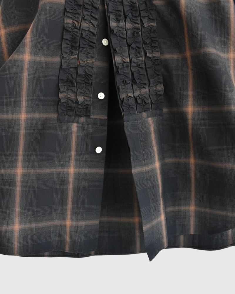 DORIS-W フリルブラウス BrownCheck