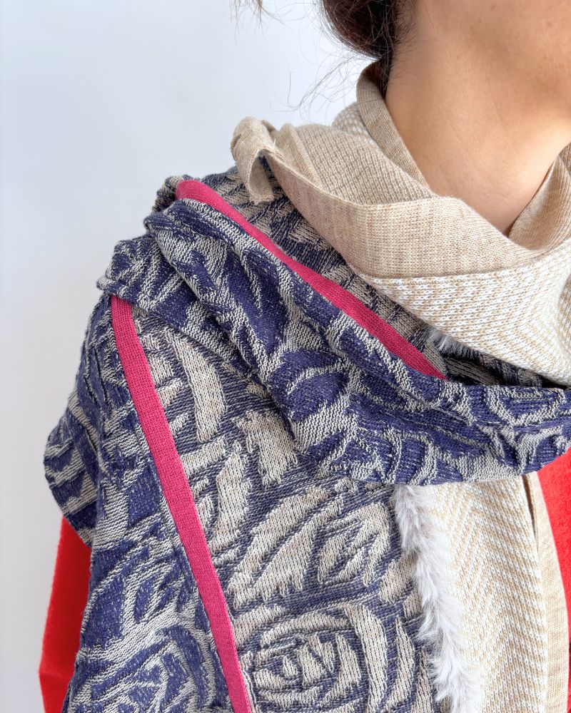 ストールマフラー Oatmeal/Navy
