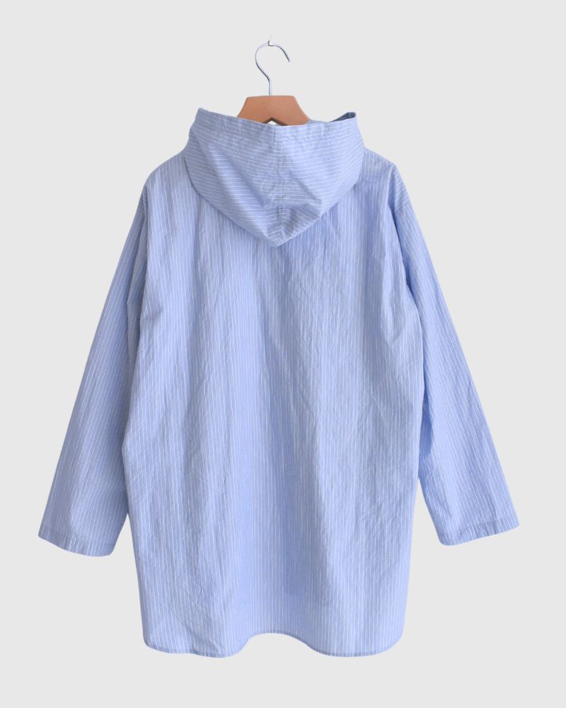 フーディシャツ White/Sax Stripe