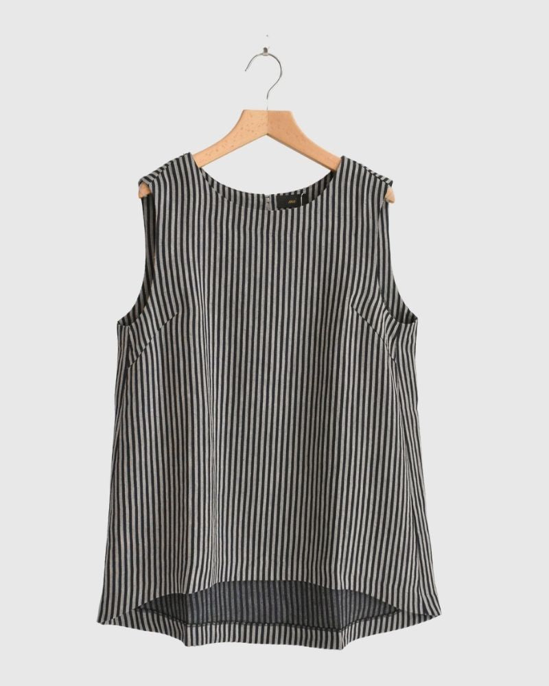 ノースリーブブラウス HerringboneStripe