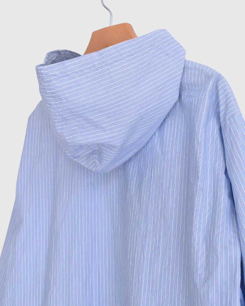 フーディシャツ White/Sax Stripe