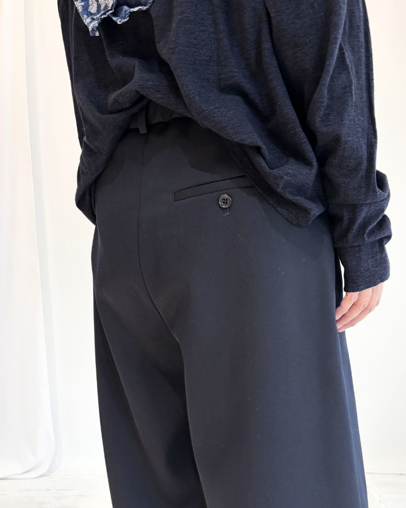 JOY-WO ウールツイルセンタータックショートパンツ Navy