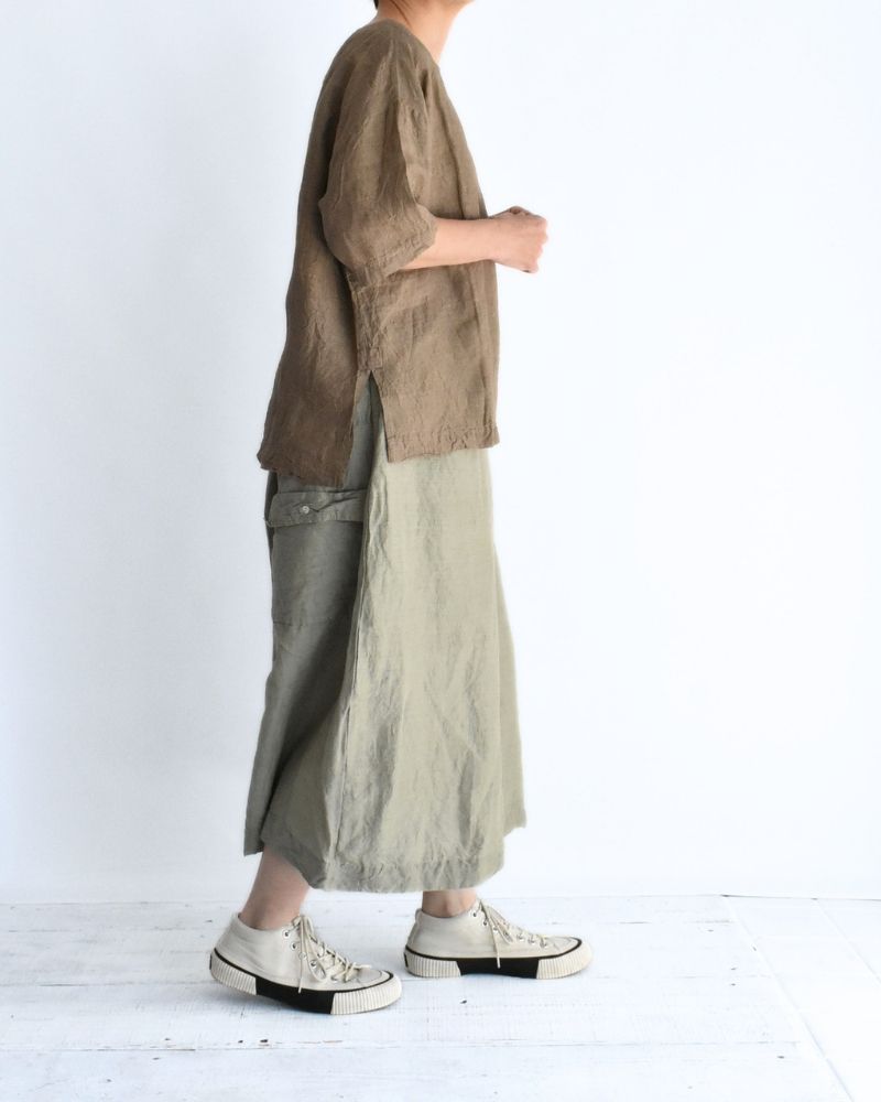 手織り60×60リネン プルオーバーシャツ Beige