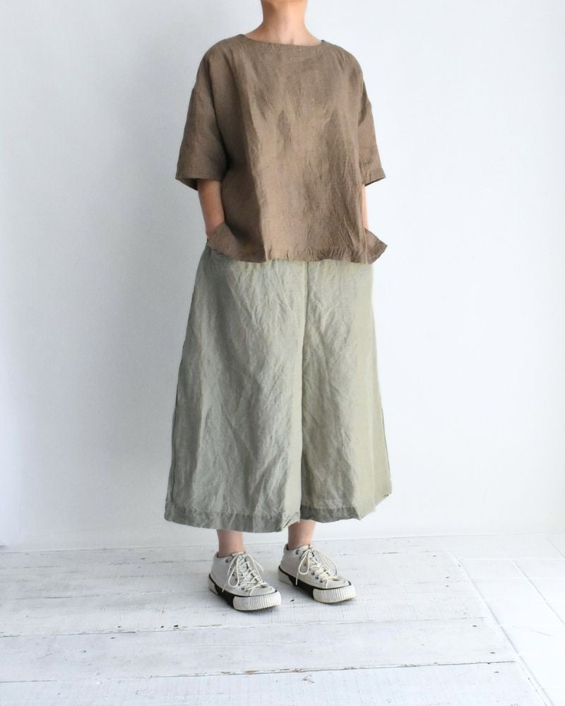 手織り60×60リネン プルオーバーシャツ Beige