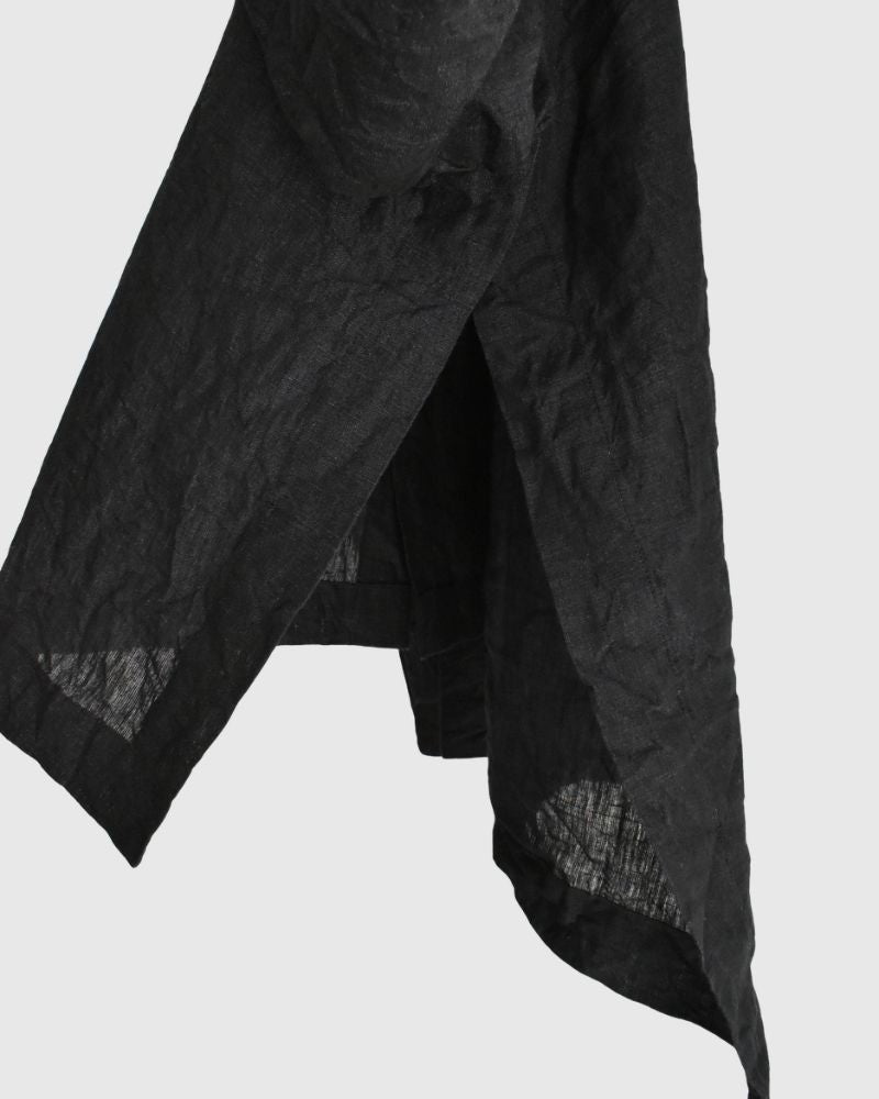 手織り60×60リネン スクエアシャツ Black