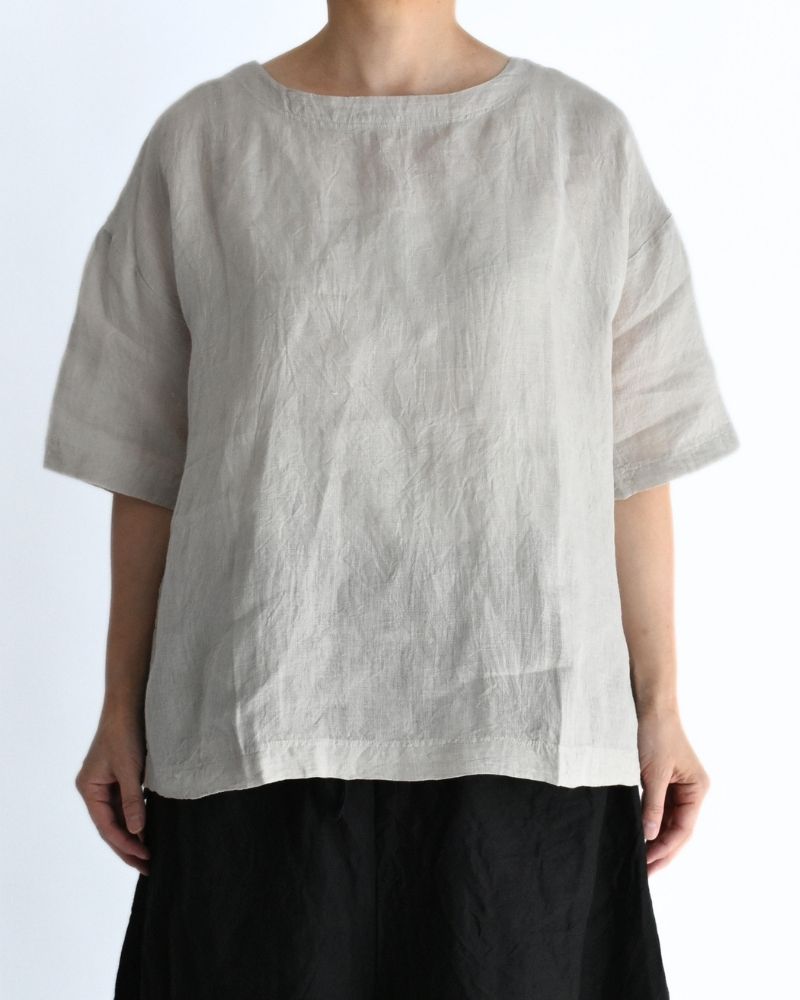 手織り60×60リネン プルオーバーシャツ LightGray