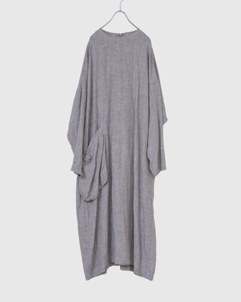 【予約】S/S LA452 LINEN BIRDS EYE BIG POCKET URBAN ONE PIECE（3月中旬 – 3月末）