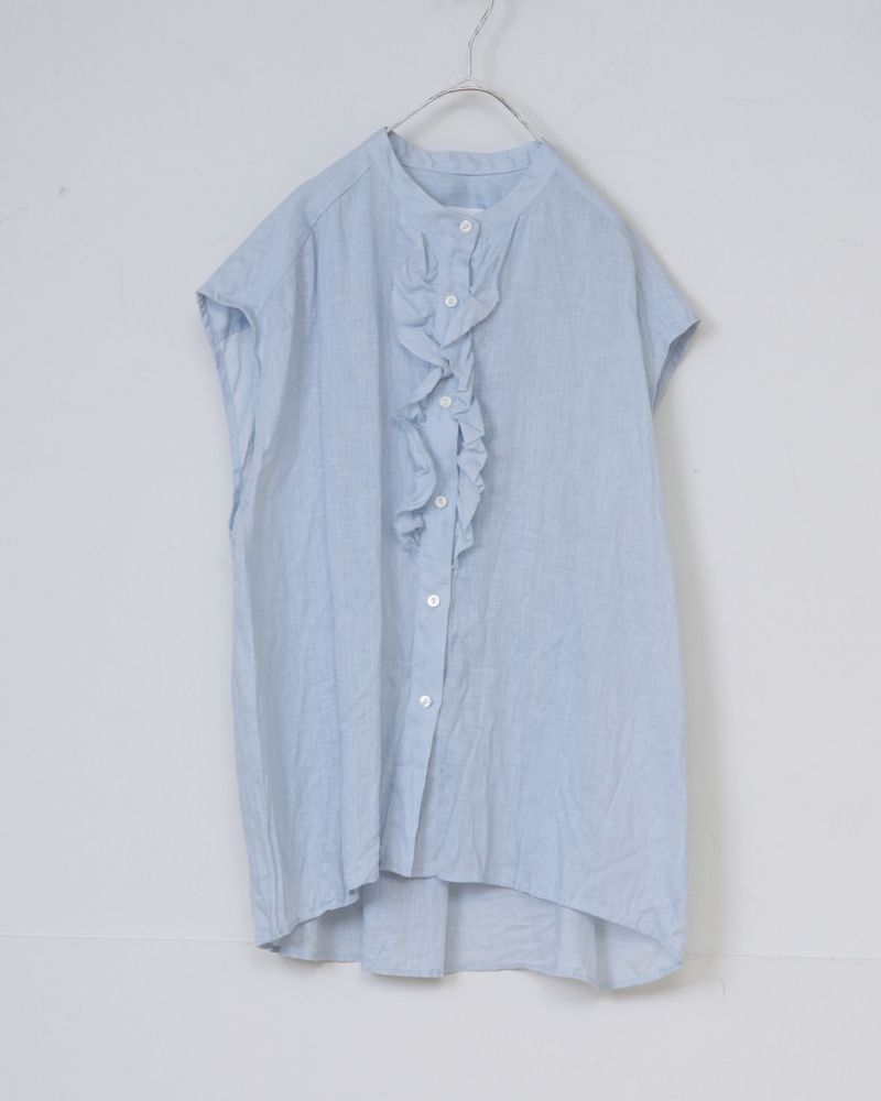 【予約】S/S R360 LINEN FRILL NO SLEEVE BLOUSE（4月中旬 – 4月末）