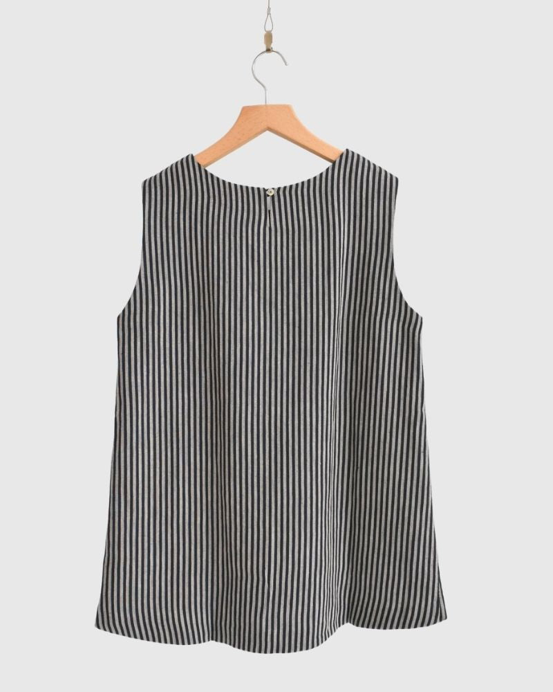 ノースリーブブラウス HerringboneStripe