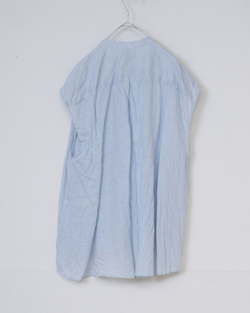 【予約】S/S R360 LINEN FRILL NO SLEEVE BLOUSE（4月中旬 – 4月末）