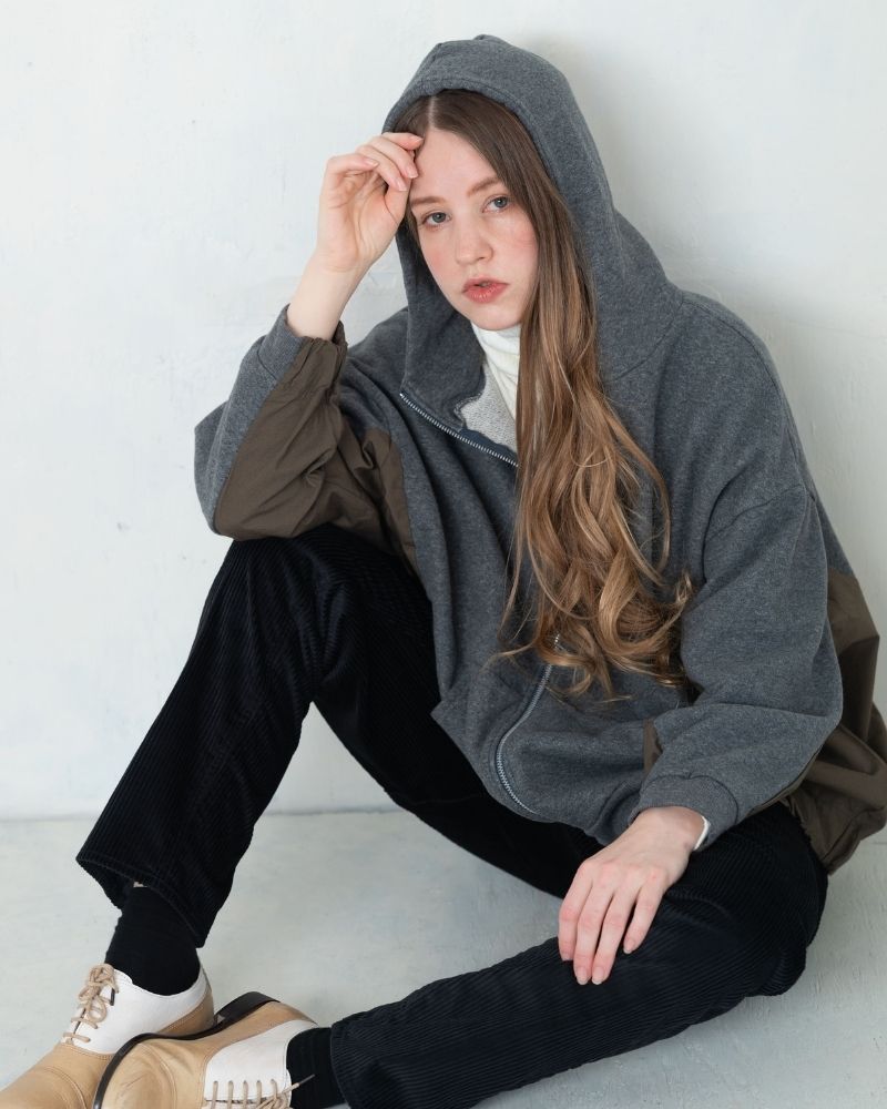 【予約】A/W TT201 スウェードスウェットのワイドジップパーカー（9月）