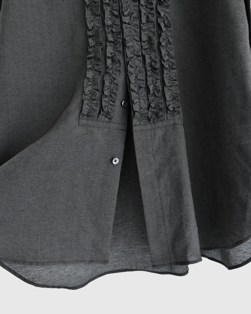 DORIS-SILK フリルブラウス Black