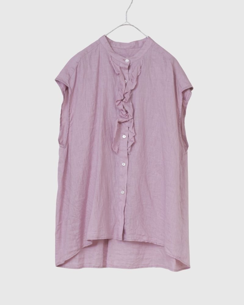 【予約】S/S R360 LINEN FRILL NO SLEEVE BLOUSE（4月中旬 – 4月末）