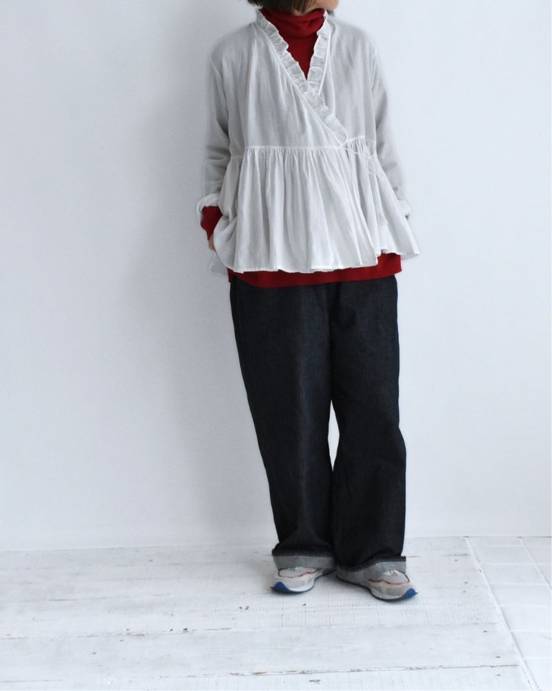 12GG PLAIN STITCH DROP SHOULDER POLO NECK WITH SLIT Red