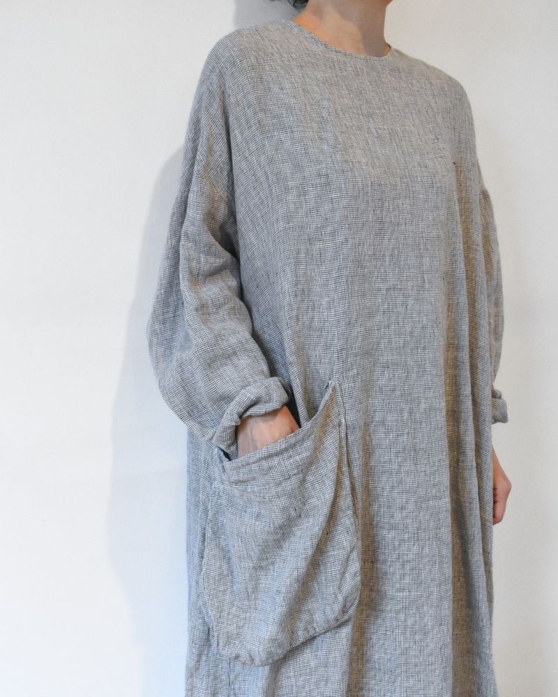 【予約】S/S LA452 LINEN BIRDS EYE BIG POCKET URBAN ONE PIECE（3月中旬 – 3月末）