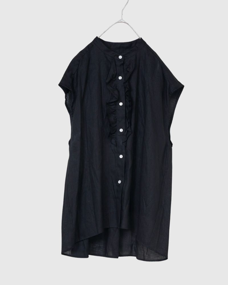 【予約】S/S R360 LINEN FRILL NO SLEEVE BLOUSE（4月中旬 – 4月末）
