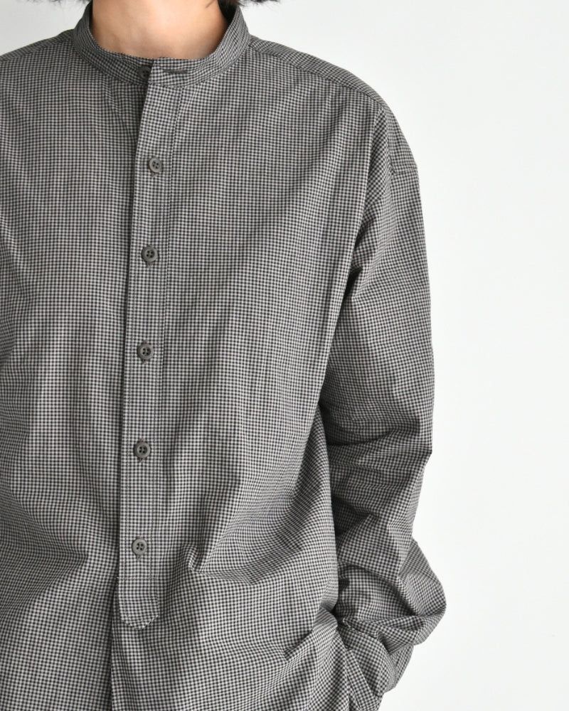 ユーティリティ バンドカラーシャツ BrownGingham