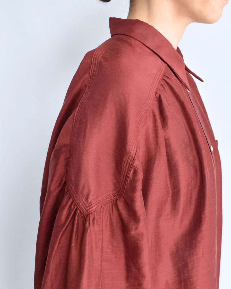 シアーボリュームブラウス RedBrown