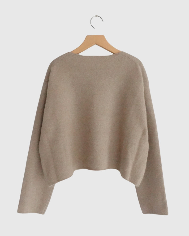 ラクリッチ クルーネックニットプルオーバー Natural