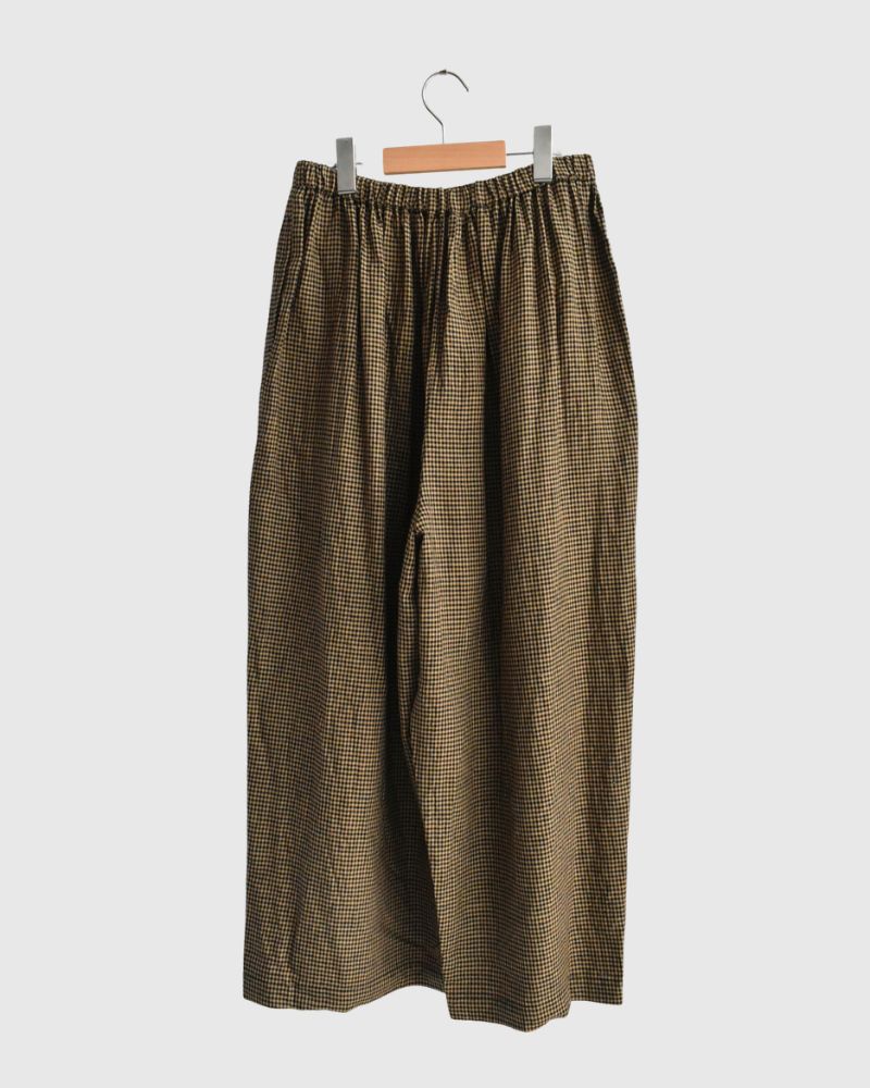 ワイドコクーン ギャザーパンツ Camel/Black