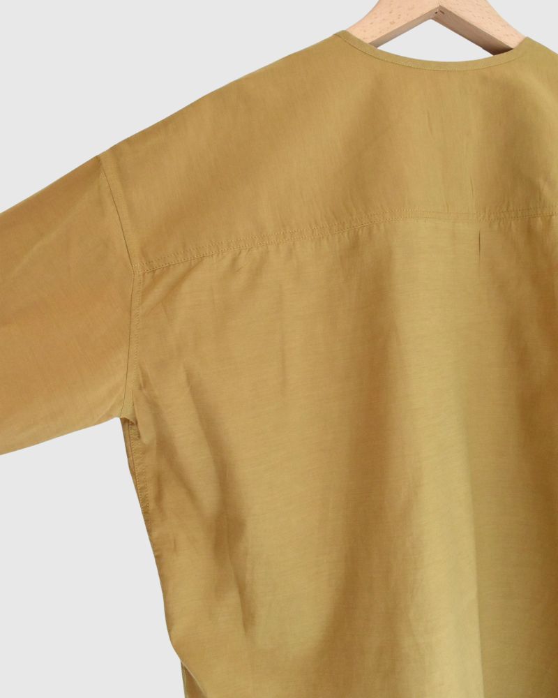 BANGALORE COTTON/SILK PLAIN PULLOVER SHIRT MustardYellow