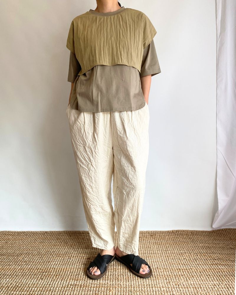 【sale】LAYERED TOPS 'HABOI' Khaki Beige