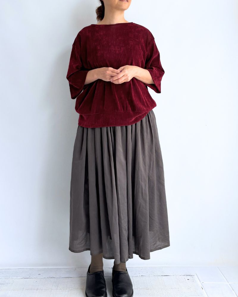 RAJASTHAN TUCK GATHERED SKIRT WITH LINING Gray