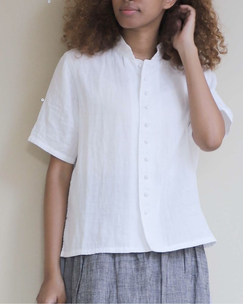 【予約】S/S 8T001 スタンドカラー半袖シャツ（3月）