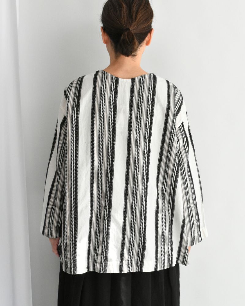 ジャガードストライプシャツ White/Black