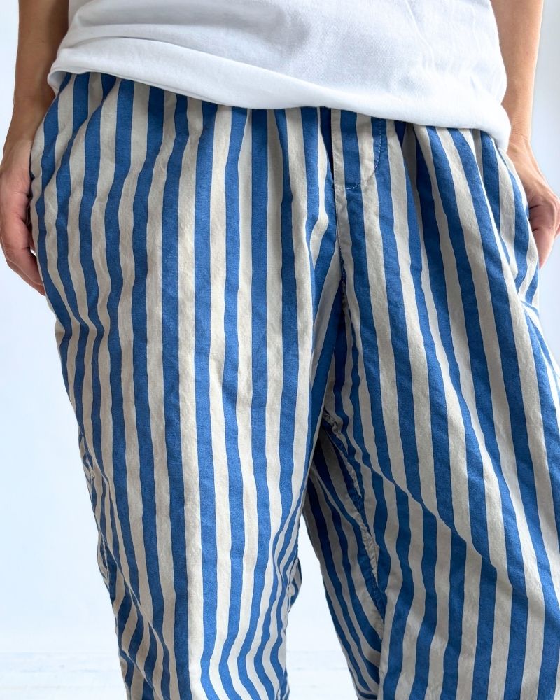 POPLIN WIDE STRIPE (OVERDYE) EASY PANTS MilkyGrey