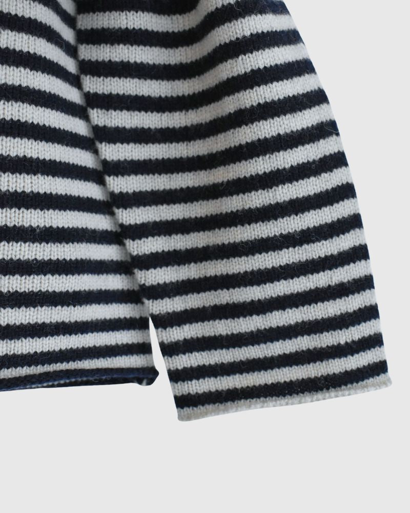 ボーダーニットプルオーバー Pebblegray/Navy