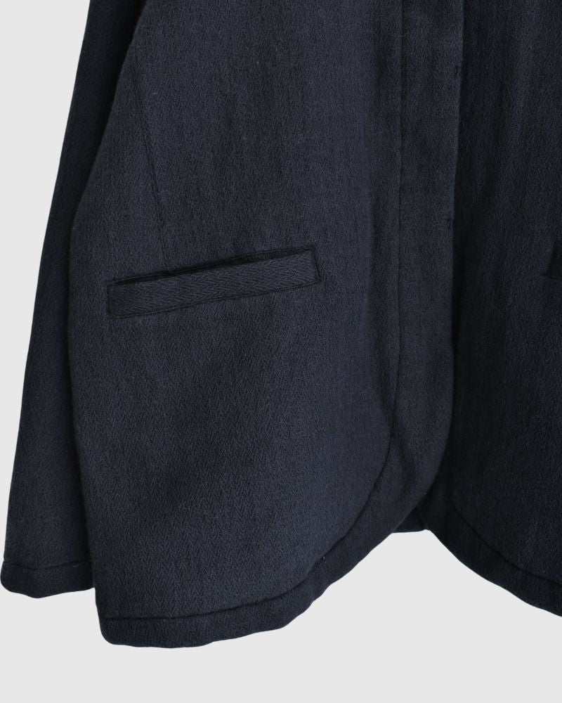 STAND COLLAR FLY FRONT JACKET Navy