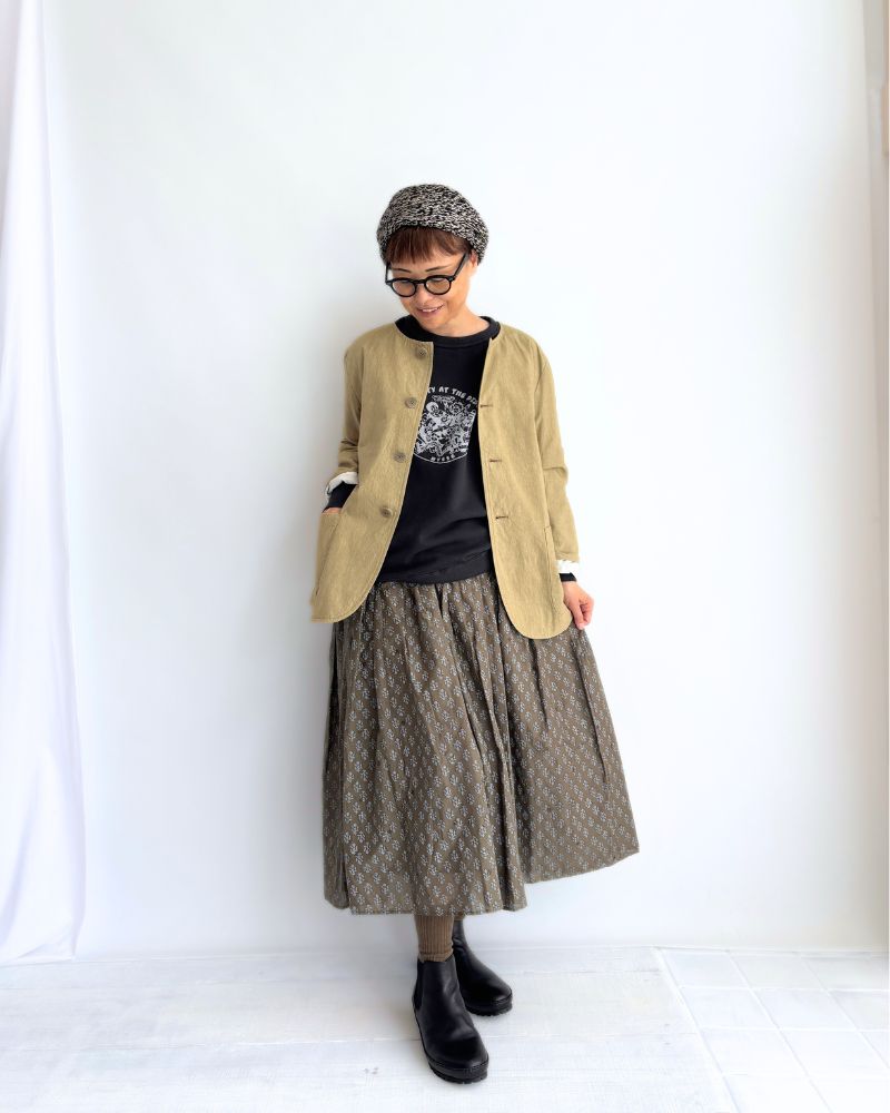 RAJASTAN TUCK GATHERED SKIRT WITH LINING Olive