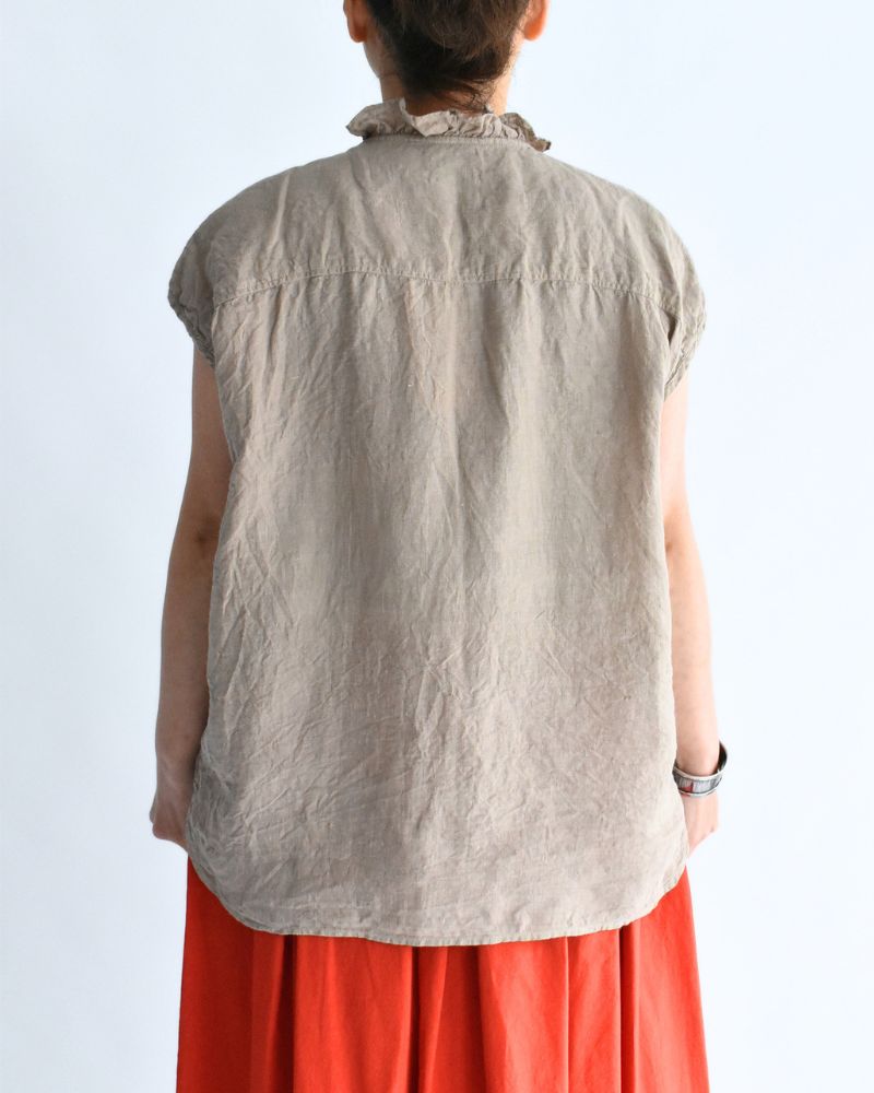FRENCH/SL FRILL COLLAR SHIRTS AshBeige