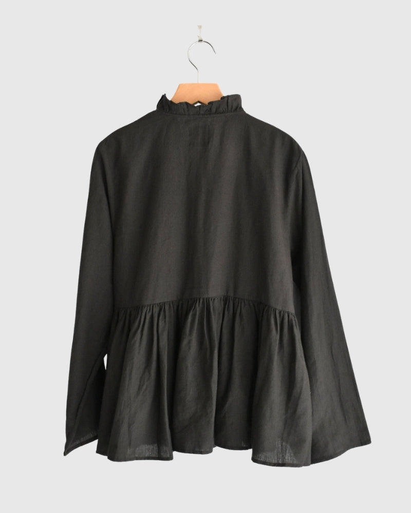 TWILL COTTON KHADI PLAIN FRILL CACHE COEUR Charcoal