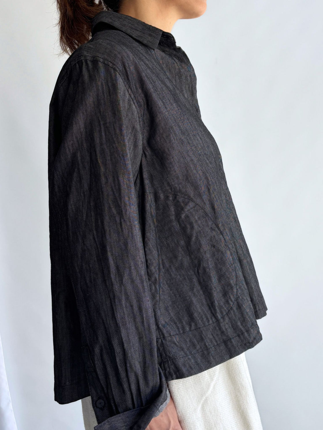 Aラインショートシャツ（DENIM） Black