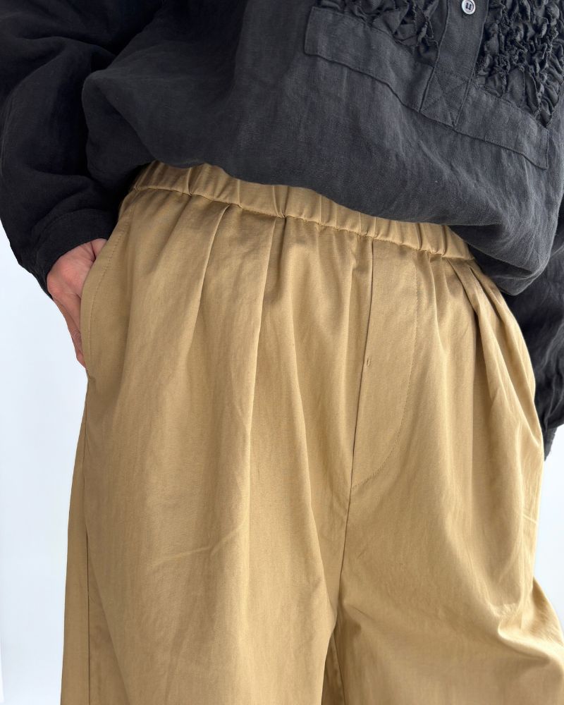 COTTON/LINEN DYED WEATHER 2TUCK WIDE EASY PANTS Beige