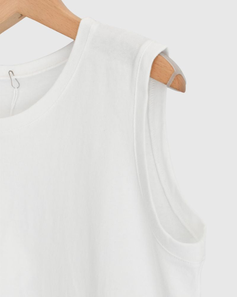 ノースリーブ ドロストTシャツ White