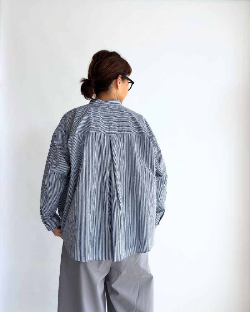バンドカラービックシャツ Sax/Navy