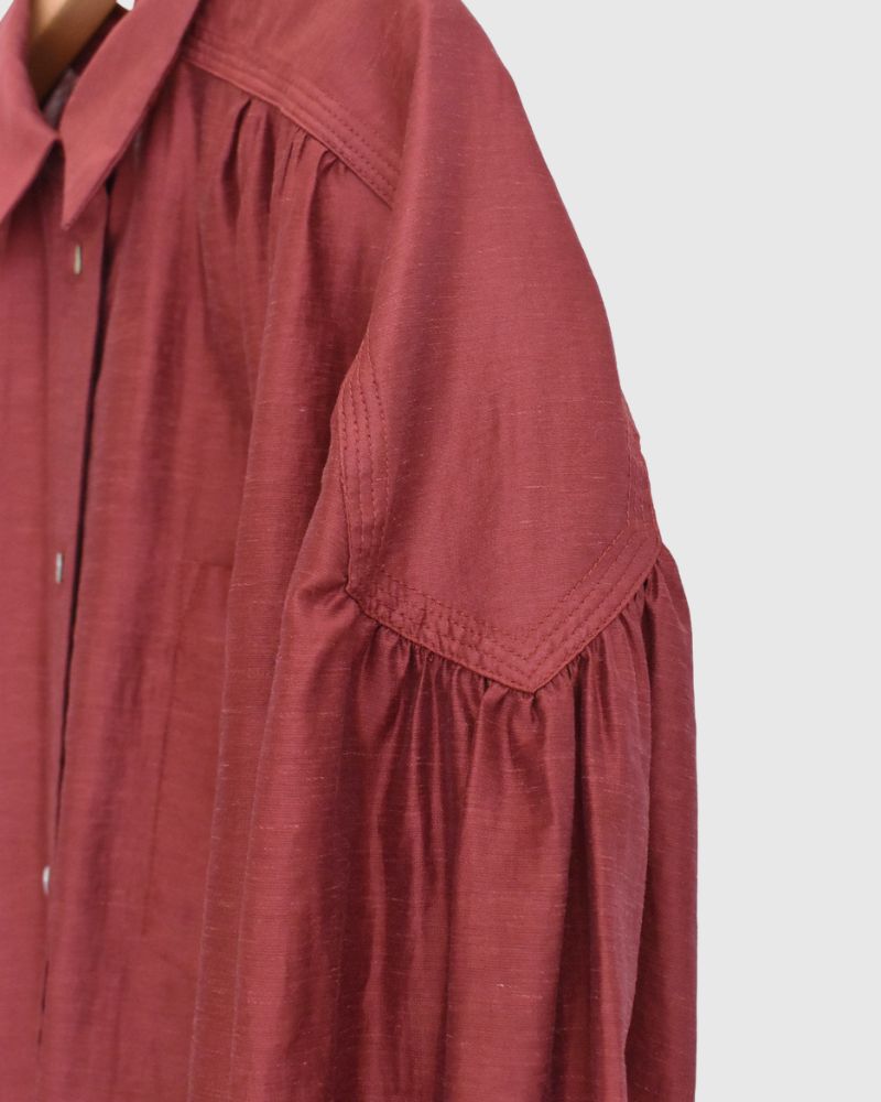 シアーボリュームブラウス RedBrown