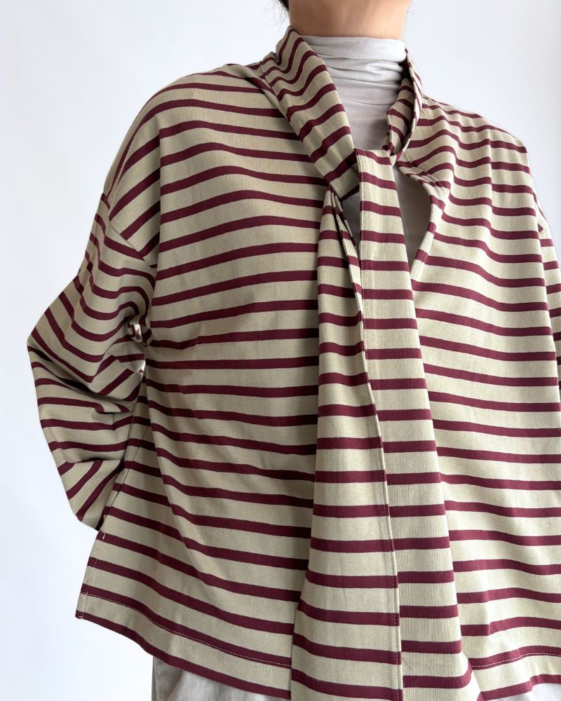 taco cotton ボーダータイ Beige/Bordeaux