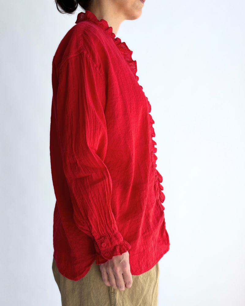 FRILL COLLAR SHIRTS DeepRed