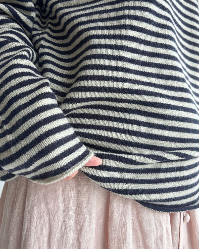 ボーダーニットプルオーバー Pebblegray/Navy