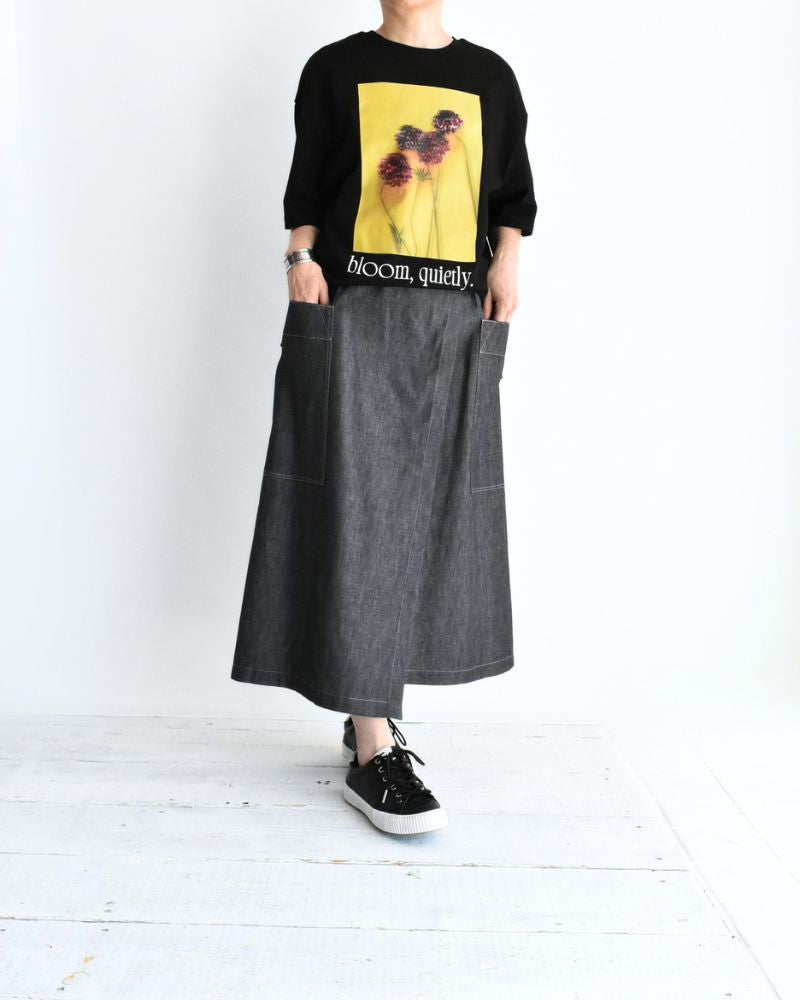 2Way プリントTシャツ Black