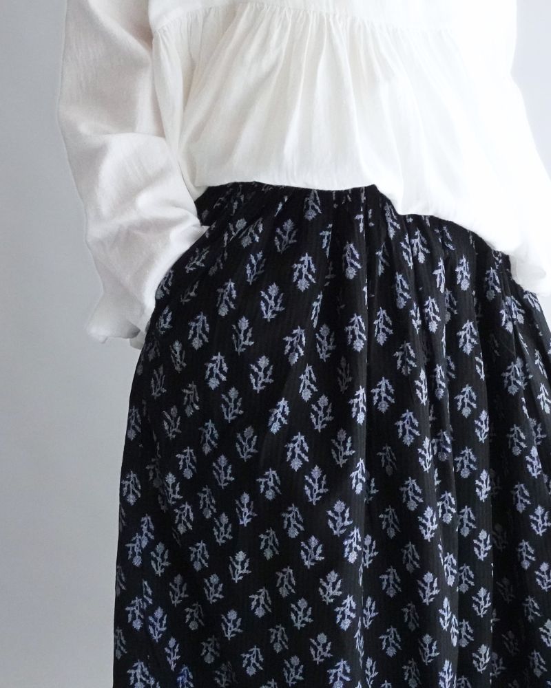 GATHERED SKIRT WITH LINING Black
